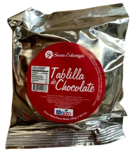 Tablilla de Chocolate Santa Eduvigis 200gr - El Salvador